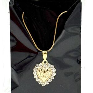 Upcycled Gucci Heart Pendant Necklace - Authentic, Stamped - Gold